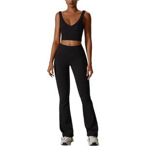 Womens 2 Piece Workout Sets Athleisure Brethable V Neck Tank Tops
